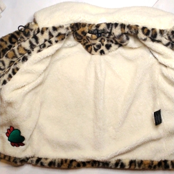 STEVE MADDEN GIRLS LEOPARD PRINT FAUX FUR winter COAT SZ. 4 - Picture 5 of 7